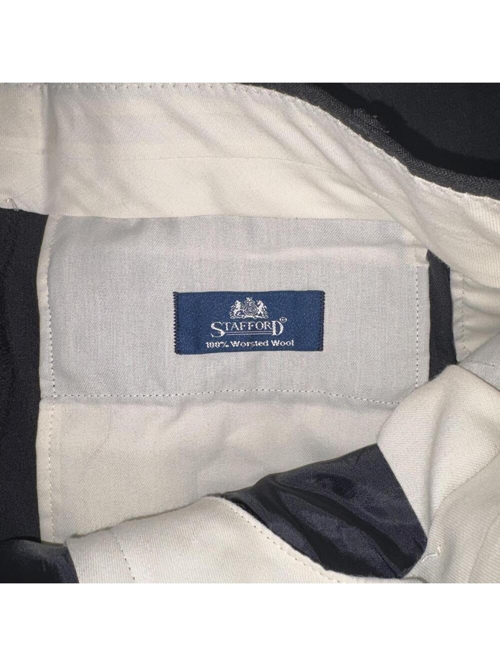 Stafford 100% Worsted Wool $120 Men’s Size 34 x 30 Black Wool Dress Pants Work - Picture 4 of 9